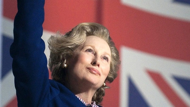 iron lady waving with flag